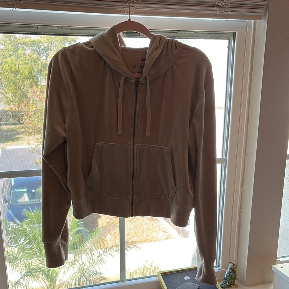 Women's Tan Hoodie Jacket